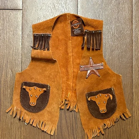 Vintage John R. Craighead Leather Vest with Fringe and Steer Head - Picture 1 of 6